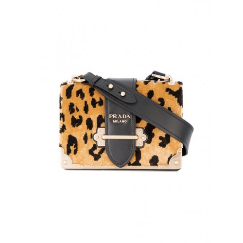 Prada Borsa Cahier leopardata Donna Marrone Nuovo Arrivo 2017