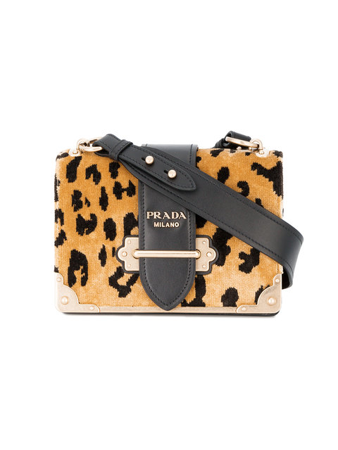 Prada Borsa Cahier leopardata Donna Marrone