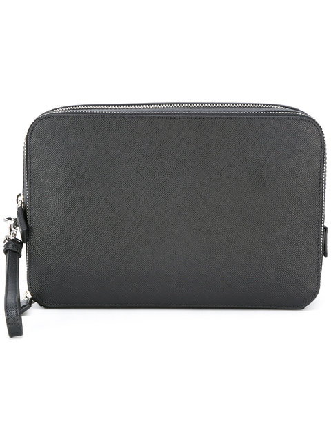 Prada Saffiano zipped pouch Uomo Nero