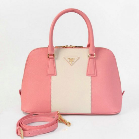 2013 Saffiano Prada Borse Two Handle BL0837 colore rosa/bianco p