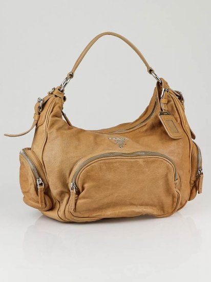 Prada Beige Lavato Borsa a tracolla in pelle multi-pocket BR3305