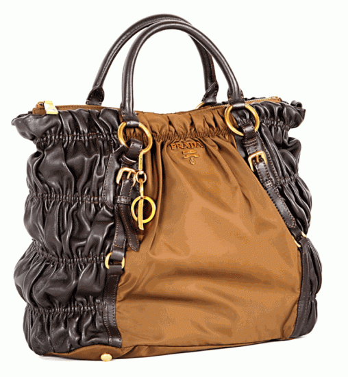 Prada Tessuto/Pelle Gaufre Shoulder Tote in BN1790 Rosolare