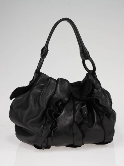 Prada Nero Nappa Ruffle Borse a tracolla in pelle BR3993