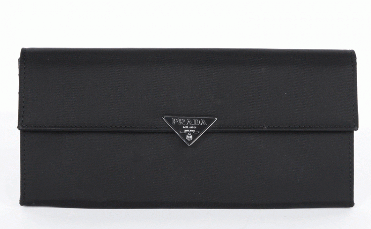 Prada Nylon Lunghezza Portafoglio 1M1037 in Nero