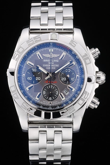 Swiss Breitling Certifie Stainless Steel Bezel Navy Dial 80287