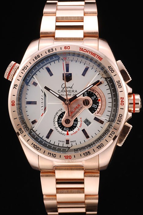 Tag Heuer Carrera Rose Gold Case White Dial