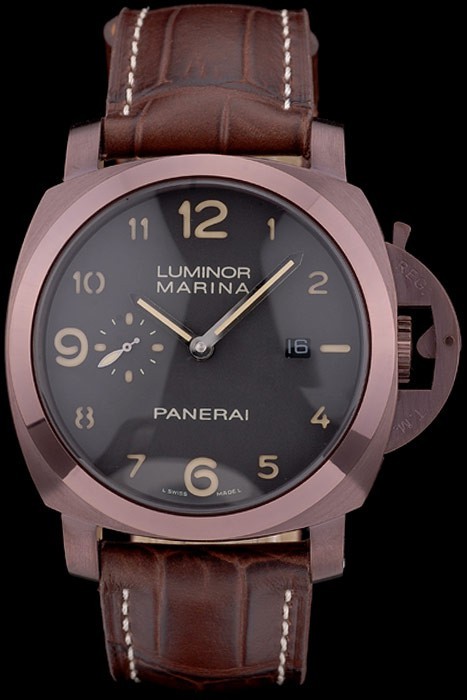 Panerai Luminor Brown Leather Strap Black Dial 80161