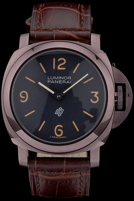 Panerai Luminor Brown Leather Strap Black Dial 80164