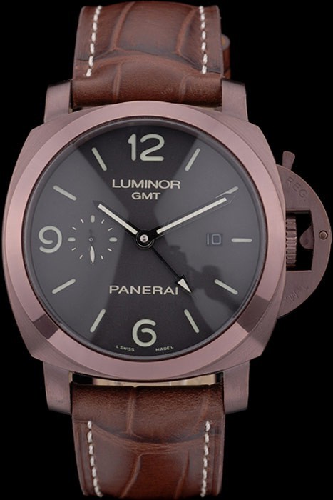 Panerai Luminor Brown Leather Strap Black Dial 80160